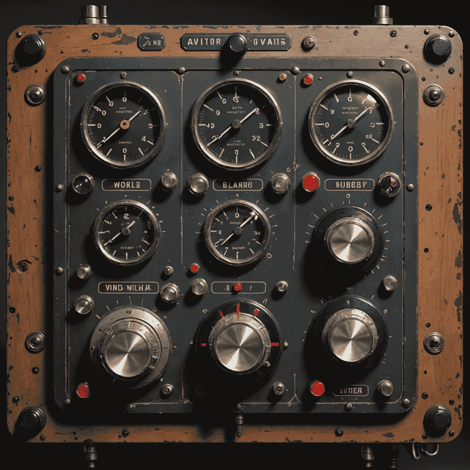 Vintage-style control panel with dials and switches representing Aviator game controls