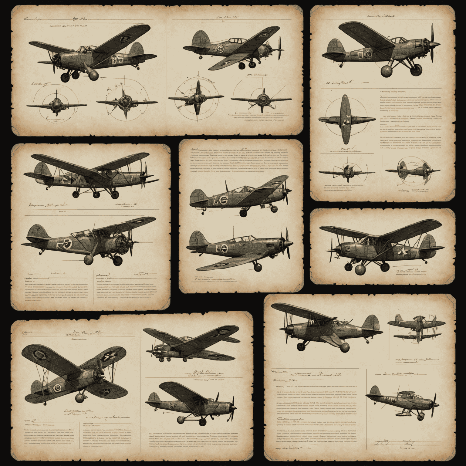 Collage of early Aviator game sketches and prototypes, showing the evolution of the game's design from initial concept to final product