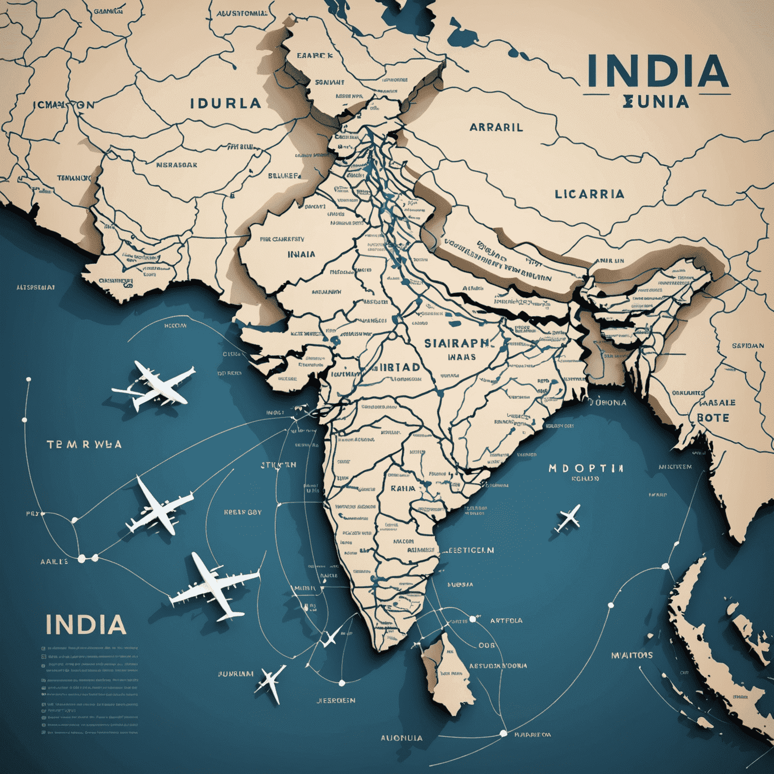 A stylized map of India with airplane routes connecting major cities, overlaid with Aviator tournament dates